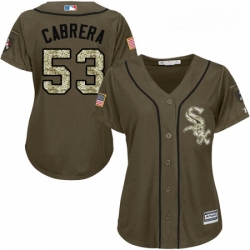 Womens Majestic Chicago White Sox 53 Melky Cabrera Replica Green Salute to Service MLB Jersey