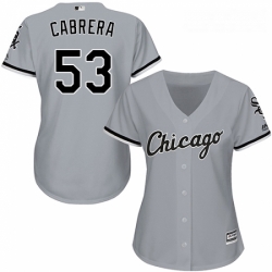 Womens Majestic Chicago White Sox 53 Welington Castillo Replica Grey Road Cool Base MLB Jersey 