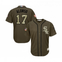 Youth Chicago White Sox 17 Yonder Alonso Authentic Green Salute to Service Baseball Jersey 