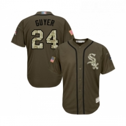 Youth Chicago White Sox 24 Brandon Guyer Authentic Green Salute to Service Baseball Jersey 