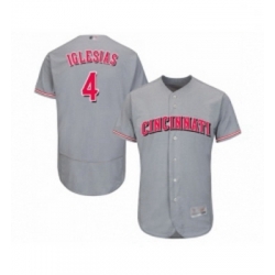 Mens Cincinnati Reds 4 Jose Iglesias Grey Road Flex Base Authentic Collection Baseball Jersey