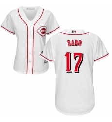 Womens Majestic Cincinnati Reds 17 Chris Sabo Replica White Home Cool Base MLB Jersey