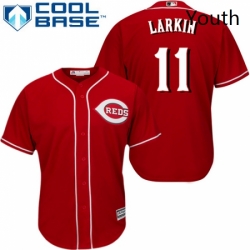 Youth Majestic Cincinnati Reds 11 Barry Larkin Replica Red Alternate Cool Base MLB Jersey