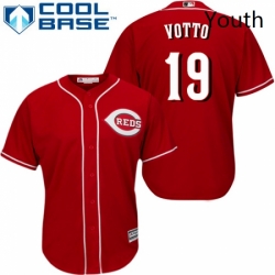 Youth Majestic Cincinnati Reds 19 Joey Votto Authentic Red Alternate Cool Base MLB Jersey