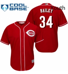 Youth Majestic Cincinnati Reds 34 Homer Bailey Authentic Red Alternate Cool Base MLB Jersey