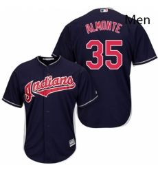 Mens Majestic Cleveland Indians 35 Abraham Almonte Replica Navy Blue Alternate 1 Cool Base MLB Jersey