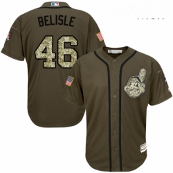 Mens Majestic Cleveland Indians 46 Matt Belisle Authentic Green Salute to Service MLB Jersey 