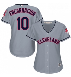 Womens Majestic Cleveland Indians 10 Edwin Encarnacion Replica Grey Road Cool Base MLB Jersey