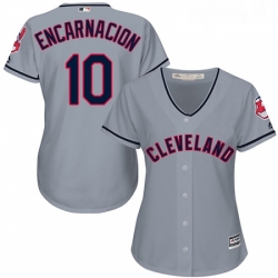 Womens Majestic Cleveland Indians 10 Edwin Encarnacion Replica Grey Road Cool Base MLB Jersey