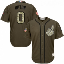 Youth Majestic Cleveland Indians 0 BJ Upton Replica Green Salute to Service MLB Jersey 