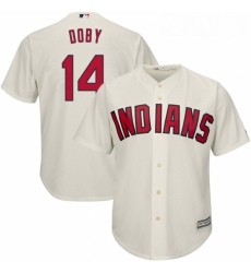 Youth Majestic Cleveland Indians 14 Larry Doby Authentic Cream Alternate 2 Cool Base MLB Jersey