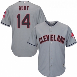 Youth Majestic Cleveland Indians 14 Larry Doby Replica Grey Road Cool Base MLB Jersey