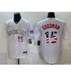 Men Colorado Rockies  15 Hunter Goodman White 2026 USA 250 Fourth of July Home Stitched Baseball Jersey