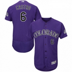 Mens Majestic Colorado Rockies 6 Daniel Castro Purple Alternate Flex Base Authentic Collection MLB Jersey