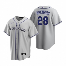 Mens Nike Colorado Rockies 28 Nolan Arenado Gray Road Stitched Baseball Jerse