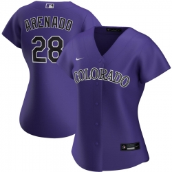 Colorado Rockies 28 Nolan Arenado Nike Women Alternate 2020 MLB Player Jersey Purple