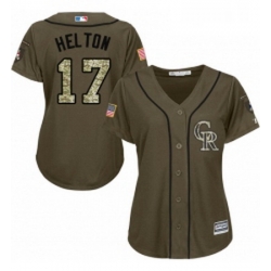 Womens Majestic Colorado Rockies 17 Todd Helton Authentic Green Salute to Service MLB Jersey