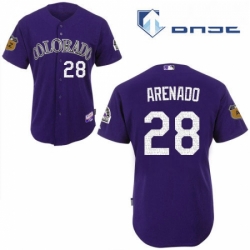 Youth Majestic Colorado Rockies 28 Nolan Arenado Authentic Purple 2017 Spring Training Cool Base MLB Jersey