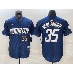 Men Detroit Tigers 35 Justin Verlander 2024 Navy City Connect Cool Base Limited jerseys 3