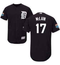 Mens Majestic Detroit Tigers 17 Denny McLain Navy Blue Alternate Flex Base Authentic Collection MLB Jersey 