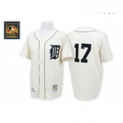 Mens Mitchell and Ness Detroit Tigers 17 Denny Mclain Replica White Throwback MLB Jersey