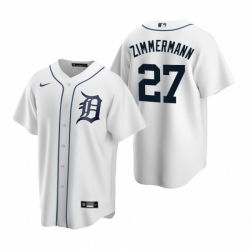 Mens Nike Detroit Tigers 27 Jordan Zimmermann White Home Stitched Baseball Jerse