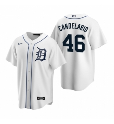 Mens Nike Detroit Tigers 46 Jeimer Candelario White Home Stitched Baseball Jersey