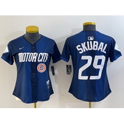 Women Detroit Tigers 29 Tarik Skubal 2024 Navy City Connect Cool Base Limited Stitched Baseball Jersey 3