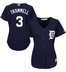 Womens Majestic Detroit Tigers 3 Alan Trammell Authentic Navy Blue Alternate Cool Base MLB Jersey