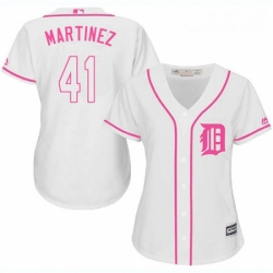 Womens Majestic Detroit Tigers 41 Victor Martinez Authentic White Fashion Cool Base MLB Jersey