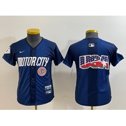 Youth Detroit Tigers Team Big Logo 2024 Navy City Connect Cool Base Limited Stitched jerseys 1