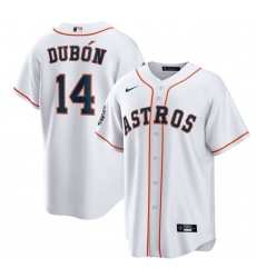 Men Houston Astros 14 Mauricio Dub F3n White 2022 World Series Patch Cool Base Stitched Baseball Jersey