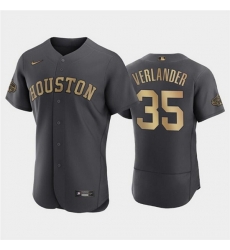 Men Houston Astros 35 Justin Verlander 2022 All Star Charcoal Flex Base Stitched Baseball Jersey