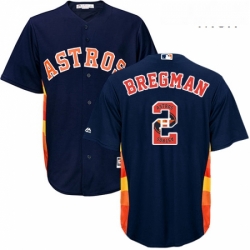 Mens Majestic Houston Astros 2 Alex Bregman Authentic Navy Blue Team Logo Fashion Cool Base MLB Jersey