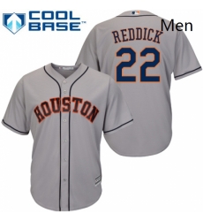 Mens Majestic Houston Astros 22 Josh Reddick Replica Grey Road Cool Base MLB Jersey