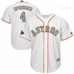 Mens Majestic Houston Astros 4 George Springer Replica White 2018 Gold Program Cool Base MLB Jersey