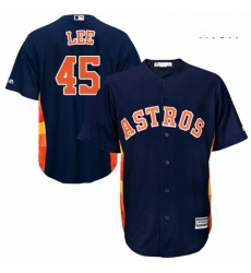 Mens Majestic Houston Astros 45 Carlos Lee Replica Navy Blue Alternate Cool Base MLB Jersey