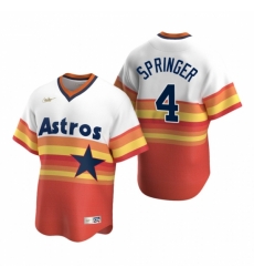 Mens Nike Houston Astros 4 George Springer White Orange Cooperstown Collection Home Stitched Baseball Jerse
