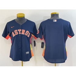 Women Houston Astros Navy With Patch Cool Base Stitched Baseball Jersey