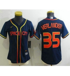 Women's Houston Astros #35 Justin Verlander 2022 Navy Blue City Connect Cool Base Stitched Jersey