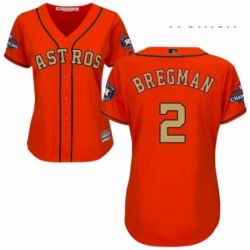 Womens Majestic Houston Astros 2 Alex Bregman Authentic Orange Alternate 2018 Gold Program Cool Base MLB Jersey