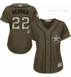 Womens Majestic Houston Astros 22 Josh Reddick Replica Green Salute to Service MLB Jersey