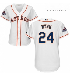 Womens Majestic Houston Astros 24 Jimmy Wynn Authentic White Home 2017 World Series Champions Cool Base MLB Jersey 