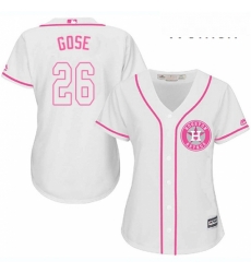 Womens Majestic Houston Astros 26 Anthony Gose Authentic White Fashion Cool Base MLB Jersey 