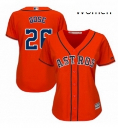 Womens Majestic Houston Astros 26 Anthony Gose Replica Orange Alternate Cool Base MLB Jersey 