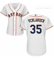 Womens Majestic Houston Astros 35 Justin Verlander Authentic White Home Cool Base MLB Jersey 