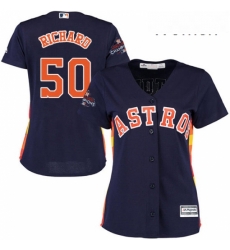 Womens Majestic Houston Astros 50 JR Richard Replica Navy Blue Alternate 2017 World Series Champions Cool Base MLB Jersey