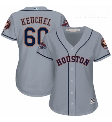 Womens Majestic Houston Astros 60 Dallas Keuchel Replica Grey Road 2017 World Series Champions Cool Base MLB Jersey