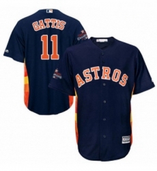 Youth Majestic Houston Astros 11 Evan Gattis Authentic Navy Blue Alternate 2017 World Series Champions Cool Base MLB Jersey