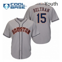 Youth Majestic Houston Astros 15 Carlos Beltran Authentic Grey Road Cool Base MLB Jersey